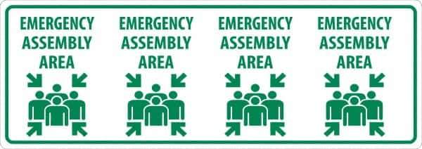 NMC - "Emergency Assembly Area", 12" Long x 34" Wide, Asphalt Art Safety Sign - Rectangle, 0.005" Thick, Use for Workplace/Safety - Apex Tool & Supply