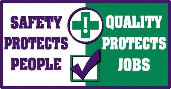 NMC - "Quality Protects Jobs", 24" Long x 46" Wide, Texwalk Safety Sign - Rectangle, 0.005" Thick, Use for Workplace/Safety - Apex Tool & Supply