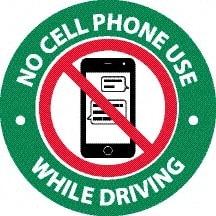 NMC - "No Cell Phone Use", 3" Long x 3" Wide, Pressure-Sensitive Vinyl Safety Sign - Round, 0.0045" Thick, Use for Accident Prevention, Pack of 25 - Apex Tool & Supply