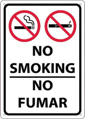 NMC - "No Smoking - No Fumar", 10" Long x 14" Wide, Rigid Plastic Safety Sign - Rectangular, 0.05" Thick, Use for Smoking Regulations - Apex Tool & Supply