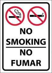 NMC - "No Smoking - No Fumar", 10" Long x 14" Wide, Pressure-Sensitive Vinyl Safety Sign - Rectangular, 0.0045" Thick, Use for Smoking Regulations - Apex Tool & Supply