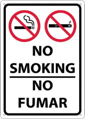 NMC - "No Smoking - No Fumar", 10" Long x 14" Wide, Aluminum Safety Sign - Rectangular, 0.04" Thick, Use for Smoking Regulations - Apex Tool & Supply