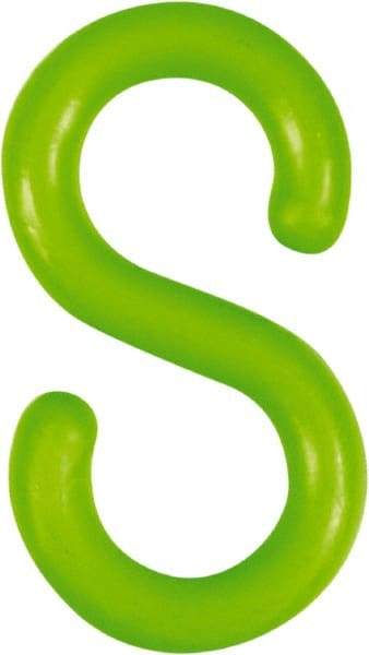 NMC - 2" High x 1/4" Long x 4" Wide Barrier S-Hook - Plastic, Uncoated, Green, Use with Plastic Chain - Apex Tool & Supply