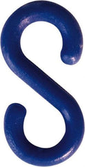 NMC - 2" High x 1/4" Long x 4" Wide Barrier S-Hook - Plastic, Uncoated, Blue, Use with Plastic Chain - Apex Tool & Supply