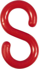 NMC - 1-1/2" High x 1/4" Long x 4" Wide Barrier S-Hook - Plastic, Uncoated, Red, Use with Plastic Chain - Apex Tool & Supply