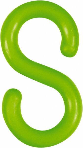 NMC - 1-1/2" High x 1/4" Long x 4" Wide Barrier S-Hook - Plastic, Uncoated, Green, Use with Plastic Chain - Apex Tool & Supply