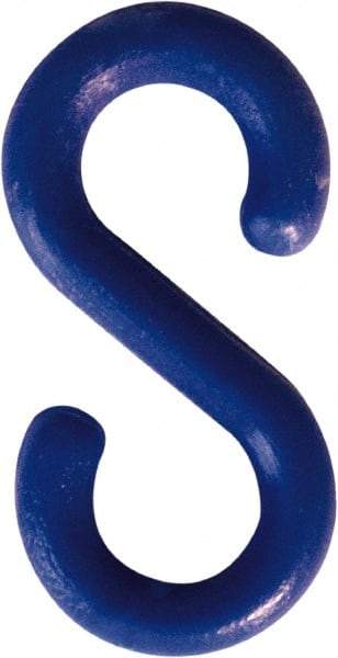 NMC - 1-1/2" High x 1/4" Long x 4" Wide Barrier S-Hook - Plastic, Uncoated, Blue, Use with Plastic Chain - Apex Tool & Supply