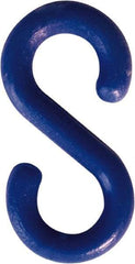 NMC - 1-1/2" High x 1/4" Long x 4" Wide Barrier S-Hook - Plastic, Uncoated, Blue, Use with Plastic Chain - Apex Tool & Supply