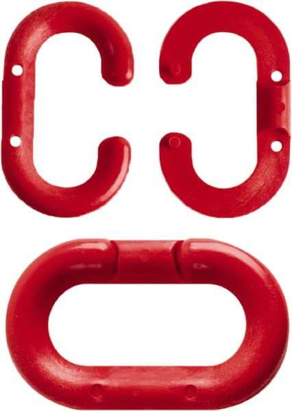 NMC - 1-1/2" High x 1/4" Long x 4" Wide Barrier Connecting Link - Plastic, Uncoated, Red, Use with Plastic Chain - Apex Tool & Supply