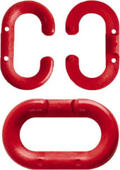 NMC - 1-1/2" High x 1/4" Long x 4" Wide Barrier Connecting Link - Plastic, Uncoated, Red, Use with Plastic Chain - Apex Tool & Supply