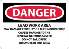 NMC - "Danger - Lead Work Area May Damage Fertility Or The Unborn Child", 10" Long x 14" Wide, Rigid Plastic Safety Sign - Rectangle, 0.05" Thick, Use for Hazardous Materials - Apex Tool & Supply