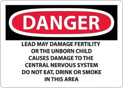 NMC - "Danger - Lead May Damage Fertility or the Unborn Child", 10" Long x 14" Wide, Aluminum Safety Sign - Rectangle, 0.04" Thick, Use for Hazardous Materials - Apex Tool & Supply