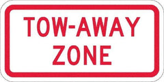 NMC - "Tow Away Zone", 12" Wide x 6" High, Aluminum No Parking & Tow Away Signs - 0.08" Thick, Red on White, Engineer Grade Reflectivity, Rectangle, Post Mount - Apex Tool & Supply