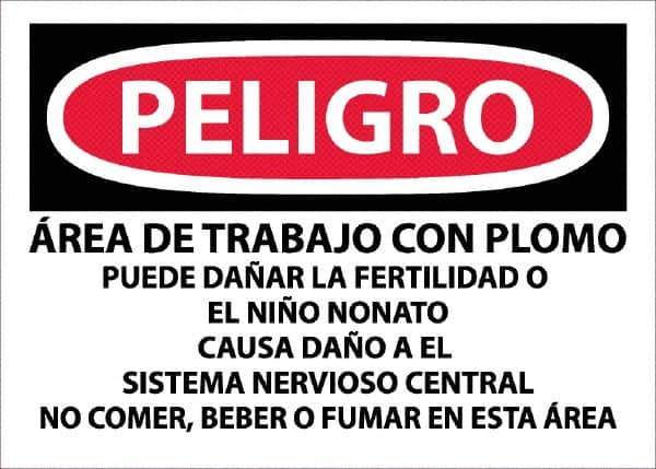 NMC - "Peligro - Area De Trabajo Con Plomo", 10" Long x 14" Wide, Paper Safety Sign - Rectangle, Use for Hazardous Materials - Apex Tool & Supply