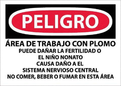 NMC - "Peligro - Area De Trabajo Con Plomo", 10" Long x 14" Wide, Paper Safety Sign - Rectangle, Use for Hazardous Materials - Apex Tool & Supply
