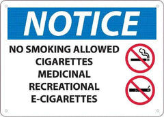 NMC - "No Smoking Allowed, Cigarettes, Medicinal,Recreational,E-Cigs", 10" Long x 14" Wide, Rigid Plastic Safety Sign - Rectangle, 0.05" Thick, Use for Smoking Regulations - Apex Tool & Supply