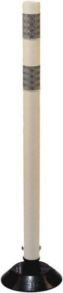 PRO-SAFE - 48" High x 3" Wide Reflective Tubular Surface Mount Delineator - Urethane, 4 Lbs, White - Apex Tool & Supply