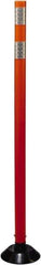 PRO-SAFE - 48" High x 3" Wide Reflective Tubular Surface Mount Delineator - Urethane, 4 Lbs, Orange/White - Apex Tool & Supply