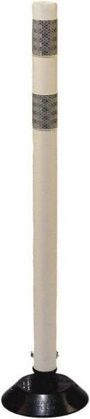 PRO-SAFE - 36" High x 3" Wide Reflective Tubular Surface Mount Delineator - Urethane, 3 Lbs, White - Apex Tool & Supply
