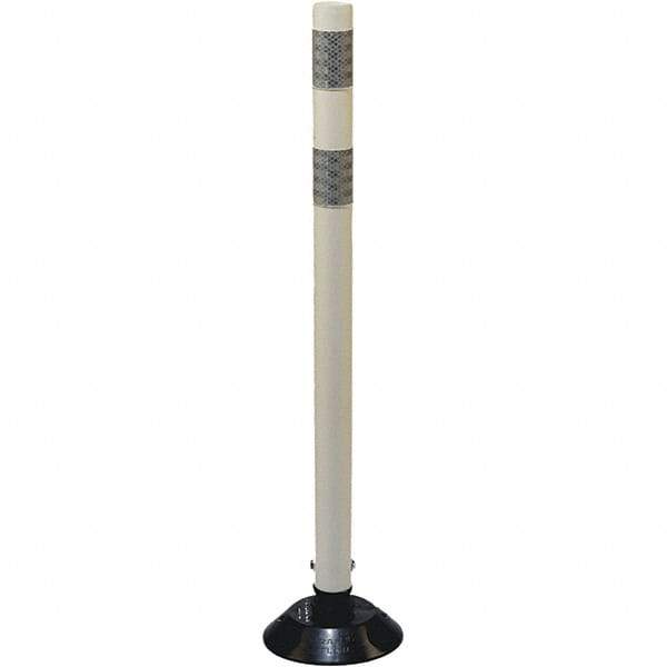 PRO-SAFE - 36" High x 3" Wide Reflective Tubular Surface Mount Delineator - Urethane, 3 Lbs, Gray/White - Apex Tool & Supply