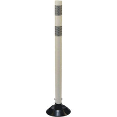 PRO-SAFE - 36" High x 3" Wide Reflective Tubular Surface Mount Delineator - Urethane, 3 Lbs, Gray/White - Apex Tool & Supply