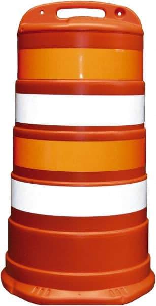 PRO-SAFE - 40" High x 36" Wide Reflective Channelizer Drum - High Density Polyethylene (HDPE), 10 Lbs, Orange - Apex Tool & Supply