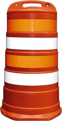PRO-SAFE - 40" High x 36" Wide Reflective Channelizer Drum - High Density Polyethylene (HDPE), 10 Lbs, Orange - Apex Tool & Supply