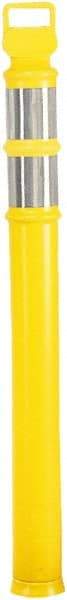PRO-SAFE - 46" High x 4" Wide Reflective Delineator Post - High Density Polyethylene (HDPE), 3 Lbs, Yellow - Apex Tool & Supply