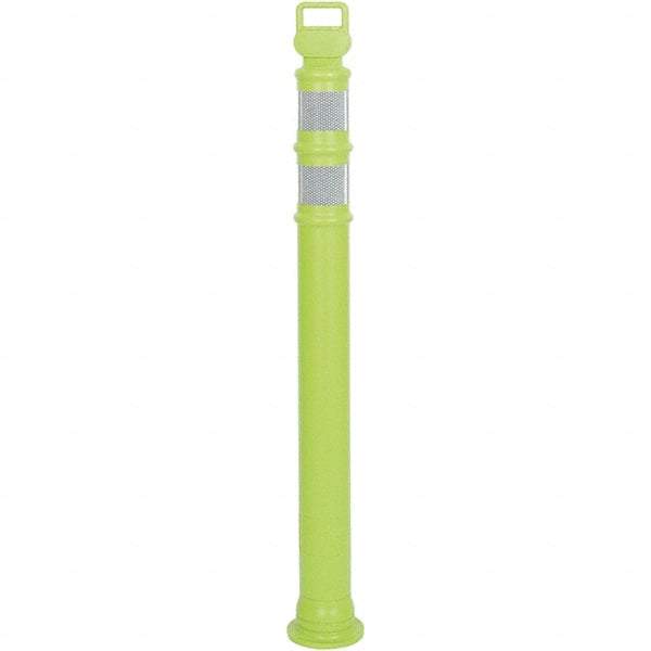 PRO-SAFE - 46" High x 4" Wide Reflective Delineator Post - High Density Polyethylene (HDPE), 3 Lbs, Lime - Apex Tool & Supply