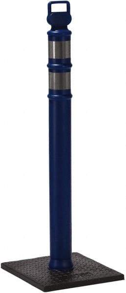 PRO-SAFE - 46" High x 4" Wide Reflective Delineator Post - High Density Polyethylene (HDPE), 3 Lbs, Blue - Apex Tool & Supply
