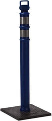 PRO-SAFE - 46" High x 4" Wide Reflective Delineator Post - High Density Polyethylene (HDPE), 3 Lbs, Blue - Apex Tool & Supply