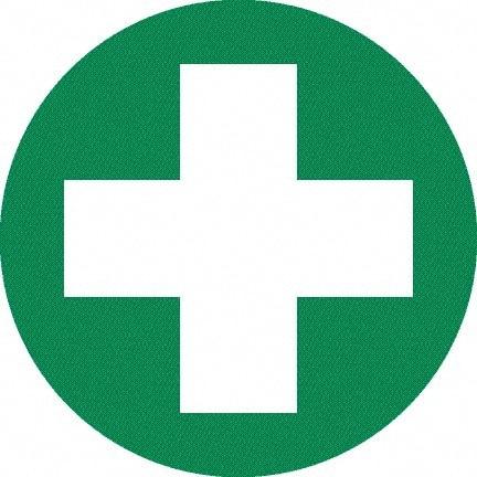 NMC - First Aid Cross Graphic, Hard Hat Label - White on Green, 0.045" Thick, For Certified Operator - Apex Tool & Supply