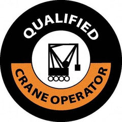 NMC - Qualified Crane Operator, Hard Hat Label - Black/Orange/White, 0.045" Thick, For Accident Prevention - Apex Tool & Supply