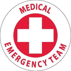 NMC - Medical Emergency Team, Hard Hat Label - Red on White, 0.045" Thick, For Accident Prevention - Apex Tool & Supply