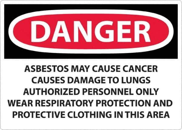 NMC - "Danger - Asbestos May Cause Cancer", 20" Long x 28" Wide, Rigid Plastic Safety Sign - Rectangular, 0.05" Thick, Use for Hazardous Materials - Apex Tool & Supply