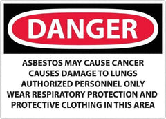 NMC - "Danger - Asbestos May Cause Cancer", 20" Long x 28" Wide, Rigid Plastic Safety Sign - Rectangular, 0.05" Thick, Use for Hazardous Materials - Apex Tool & Supply