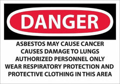 NMC - "Danger - Asbestos May Cause Cancer", 14" Long x 20" Wide, Pressure-Sensitive Vinyl Safety Sign - Rectangular, 0.0045" Thick, Use for Hazardous Materials - Apex Tool & Supply