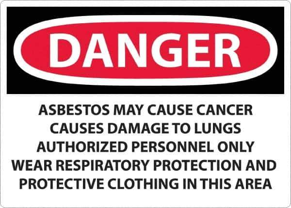 NMC - "Danger - Asbestos May Cause Cancer", 20" Long x 28" Wide, Aluminum Safety Sign - Rectangular, 0.04" Thick, Use for Hazardous Materials - Apex Tool & Supply