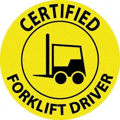 NMC - Certified Forklift Driver, Hard Hat Label - Black on Yellow, 0.045" Thick, For Accident Prevention - Apex Tool & Supply