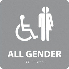 NMC - "All Gender", 8" Long x 8" Wide, Gravoply (Engraved) Safety Sign - Square, 0.25" Thick, Use for Restroom, Janitorial & Housekeeping - Apex Tool & Supply