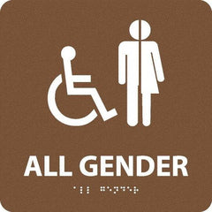NMC - "All Gender", 8" Long x 8" Wide, Gravoply (Engraved) Safety Sign - Square, 0.25" Thick, Use for Restroom, Janitorial & Housekeeping - Apex Tool & Supply