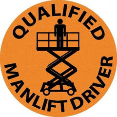 NMC - Qualified Man Lift Driver, Hard Hat Label - Black on Orange, 0.045" Thick, For Accident Prevention - Apex Tool & Supply