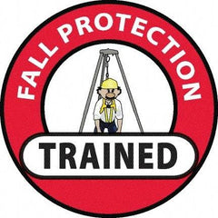 NMC - Fall Protection Trained, Hard Hat Label - Red/Black/Yellow/White, 0.045" Thick, For Accident Prevention - Apex Tool & Supply