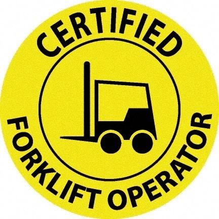 NMC - Certified Forklift Operator, Hard Hat Label - Black on Yellow, 0.045" Thick, For Certified Operator - Apex Tool & Supply