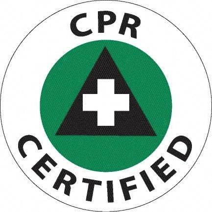 NMC - CPR Certified, Hard Hat Label - Green & Black on White, 0.045" Thick, For Accident Prevention - Apex Tool & Supply