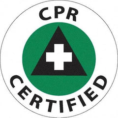 NMC - CPR Certified, Hard Hat Label - Green & Black on White, 0.045" Thick, For Accident Prevention - Apex Tool & Supply