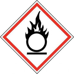 NMC - Hazardous Materials Label, Header: Oxidizer Warning - Legend: GHS - Graphic, English, Black & Red, 4" Long x 4" High, No Coating - Apex Tool & Supply
