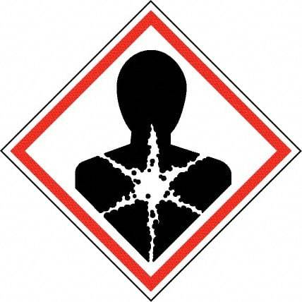NMC - Hazardous Materials Label, Header: Health Hazard - Legend: GHS - Graphic, English, Black & Red, 4" Long x 4" High, No Coating - Apex Tool & Supply
