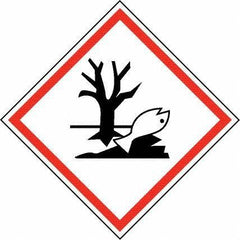 NMC - Hazardous Materials Label, Header: Dangerous for Environment Warning - Legend: GHS - Graphic, English, Black & Red, 4" Long x 4" High, No Coating - Apex Tool & Supply