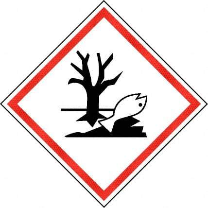 NMC - Hazardous Materials Label, Header: Dangerous for Environment Warning - Legend: GHS - Graphic, English, Black & Red, 2" Long x 2" High, No Coating - Apex Tool & Supply